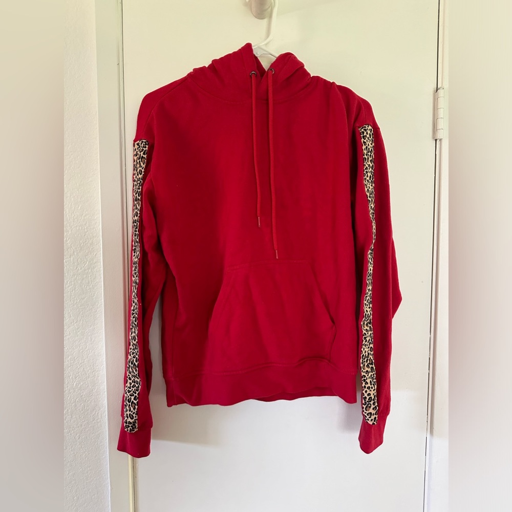 Empyre Red Hoodie with leopard trim